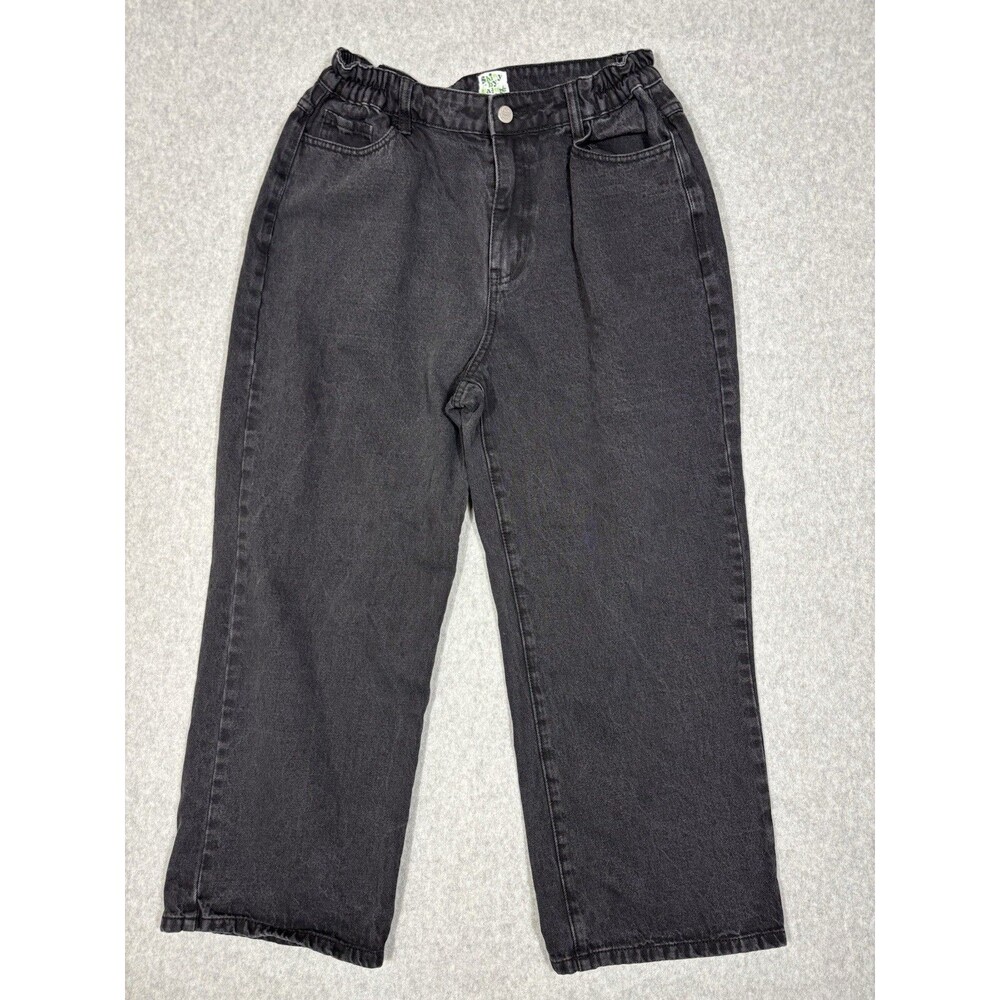 Shiny by Nature Women's Black Denim Jeans Wide Leg Elastic Waist Size Small